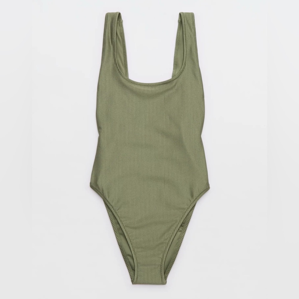 Aerie Shine Rib Birthday Scoop Cheekiest One Piece Swimsuit X large NWT